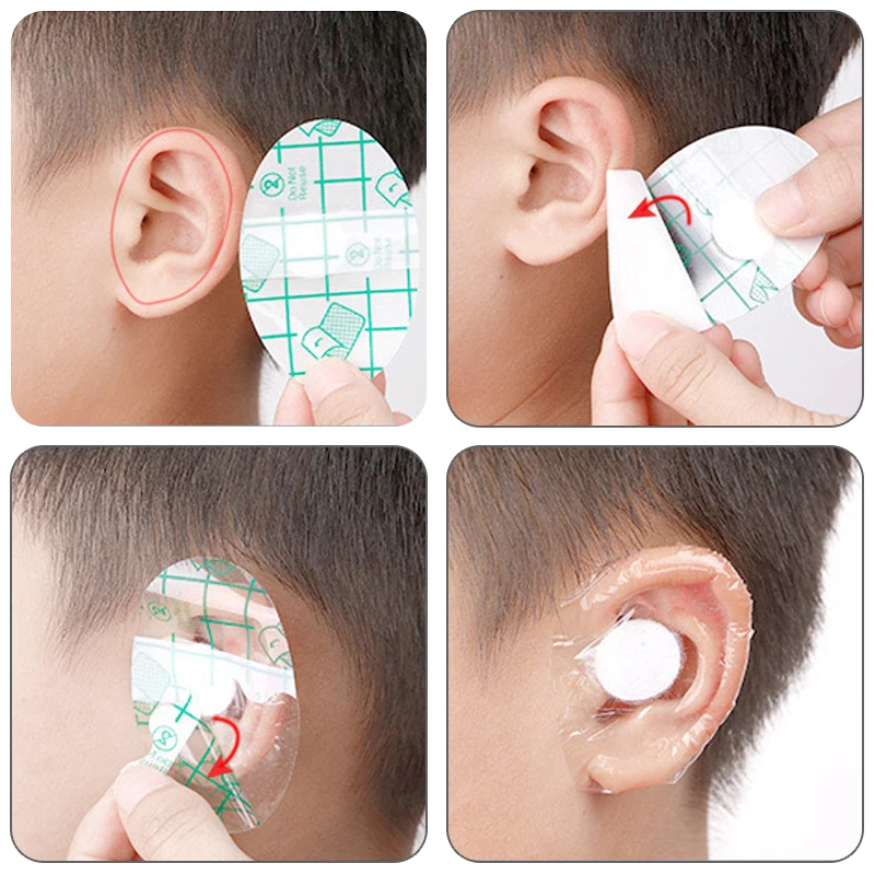 10pcs/set Baby Boys Girls Oval Bandages PU Cotton Ear Protection Children Bathing Swimming Waterproof Ear Protection Band Aid