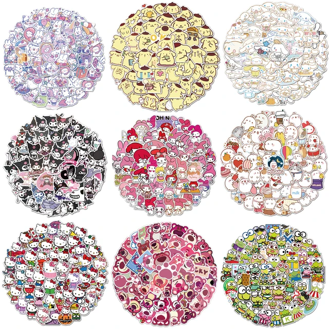 New 50 Pieces Kawaii Kuromi Stickers Cute Hello Kitty Stickers for Laptop Case Girls Sanrio My Melody Anime Stickers Kids Toys 1