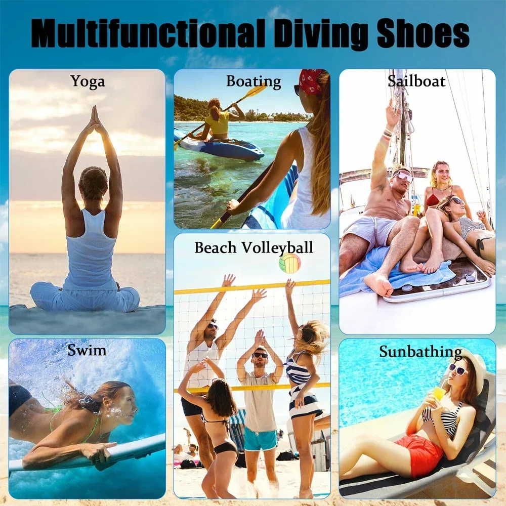 1 Pair Water Shoes for Womens Mens Barefoot Quick-Dry Aqua Socks for Beach Swim Surf Yoga Exercise New Black & Pink Color Soles 6