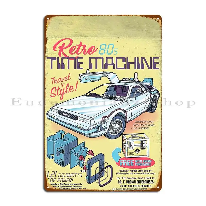 Retro Time Machine Poster Metal Sign Character Living Room Cave Plates Design Tin Sign Poster