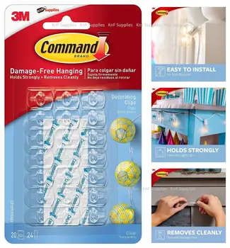 3M-Mini crochet de décoration en plastique transparent, 20 clips, 17026CLR 1