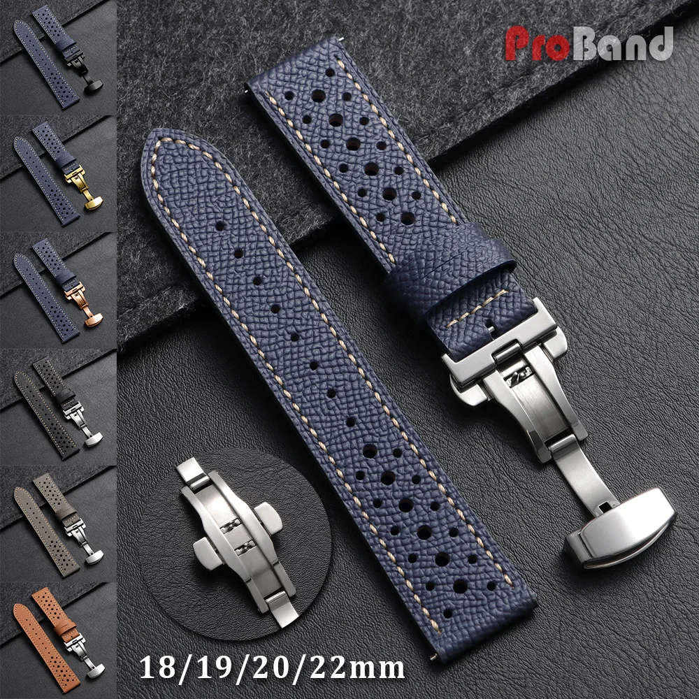 Vintage Genuine Leather Watch Band - Universal Cowhide Strap with Breathable Design
