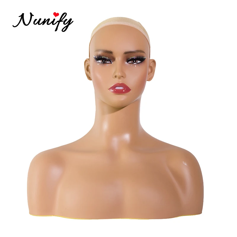 

Blingbling Eyes Makeup Mannequin Head With Shouders To Put Wigs Realistic Mannequin Head For Wig Display Pvc Dummy Wig Head 1Pcs