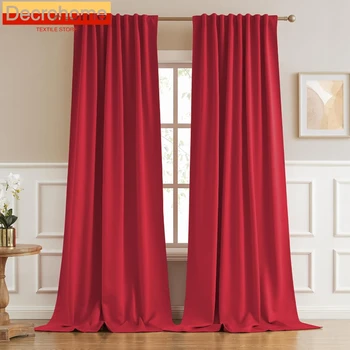 1PC Fashion Red Velvet Curtains Elegant Curtains for Classical Living Room Bedroom Theater Luxury Nature Vertically Decor Drapes