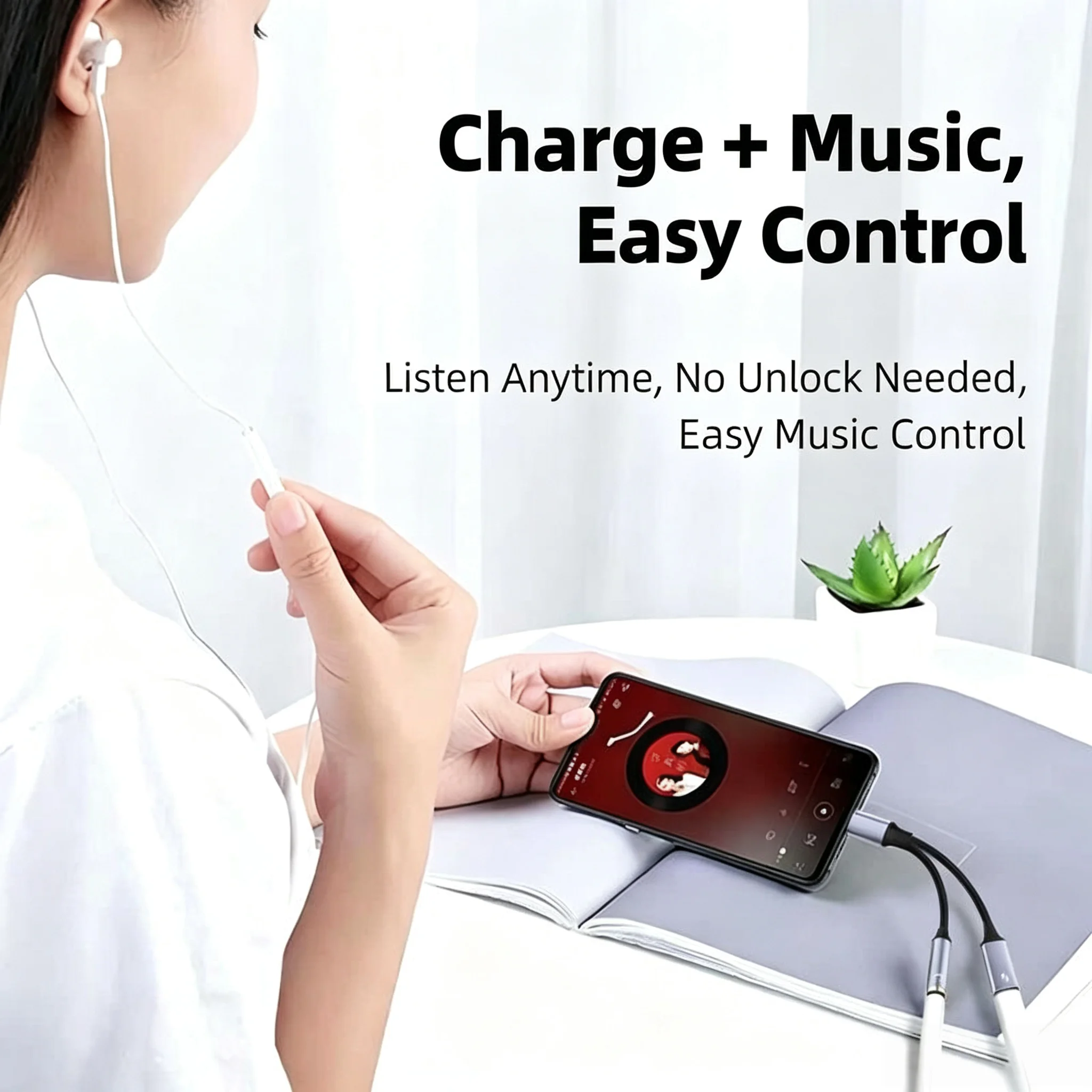Dual Function Lightning Audio Splitter & Charger with Braided Cable