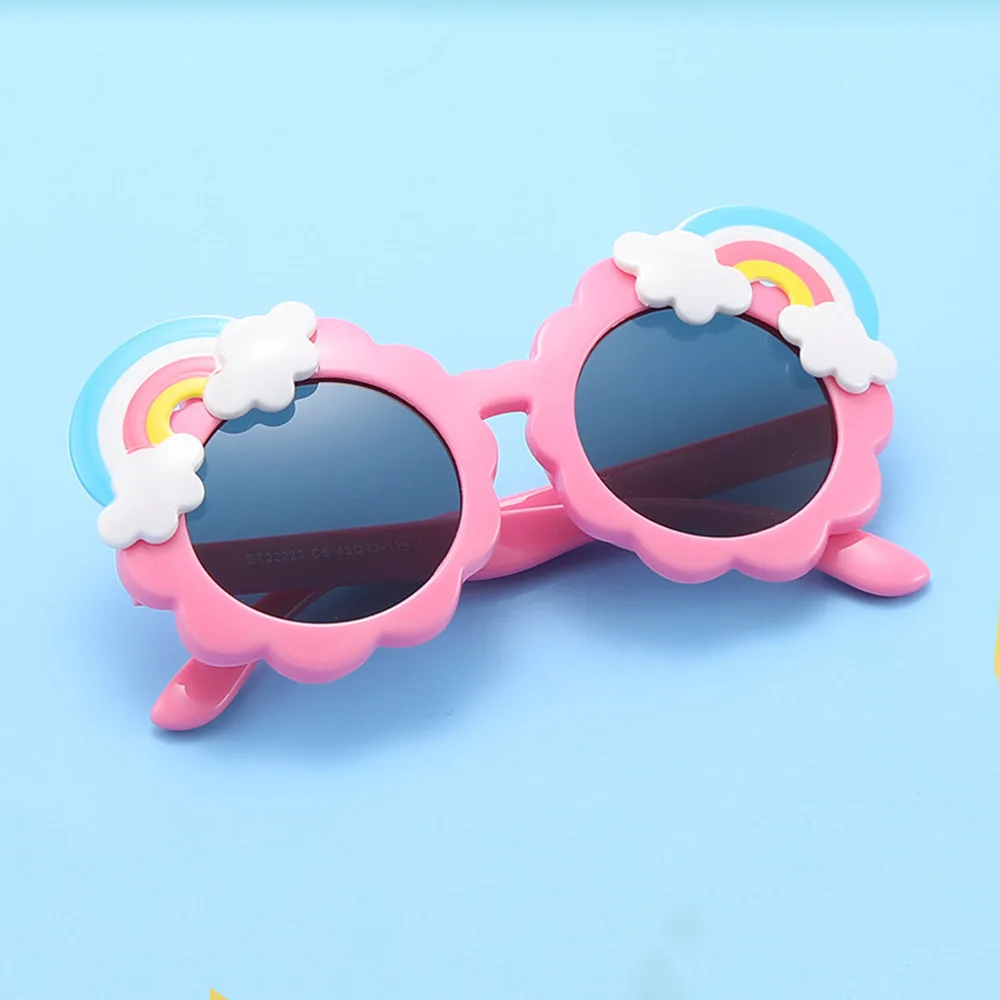 Rainbow Sung Uv Resistant Sunglass For Children Silicone Soft Sun G For Girl Boy Safety Eyewear Cute Round_voghion.com