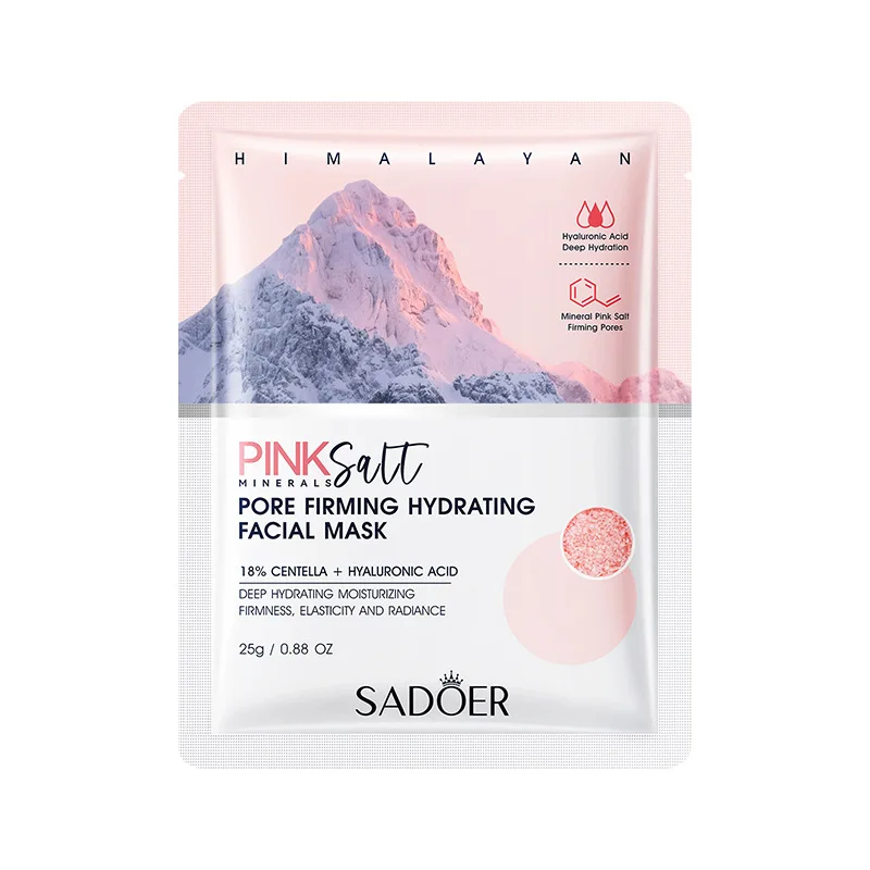 5pcs SADOER Himalayan Pink Salt Face Mask Moisturizing Brightening Firming Hydrating Facial Masks Face Skin Care Products