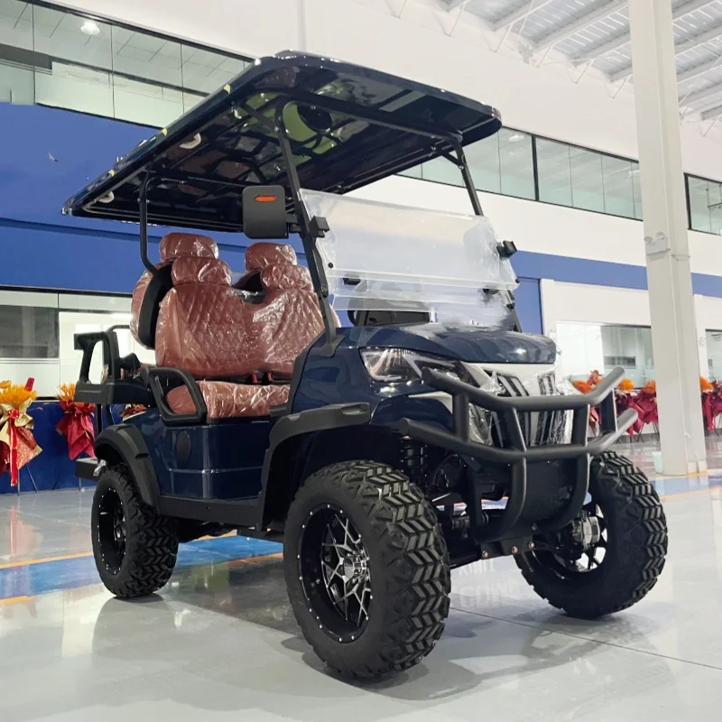 판매중 새롭고 고급스러운 4000W/7000W 공장가 4인승 전기 골프 카트 갈색 시트 헤드레스트 포함 범퍼 오프로드 타이어