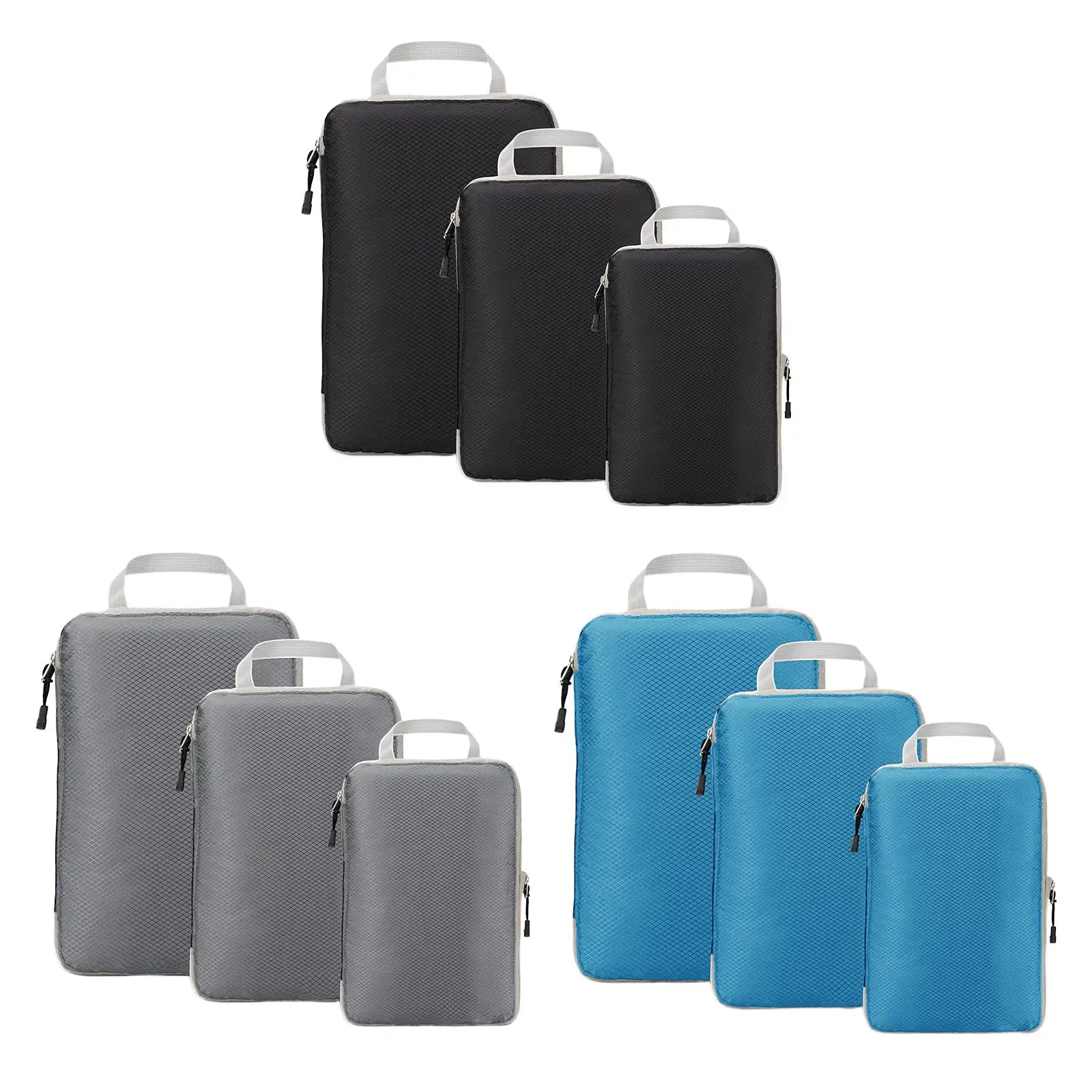 

3Pcs Travel Compressible Packing Cubes with Handbag Men Women for Suitcases