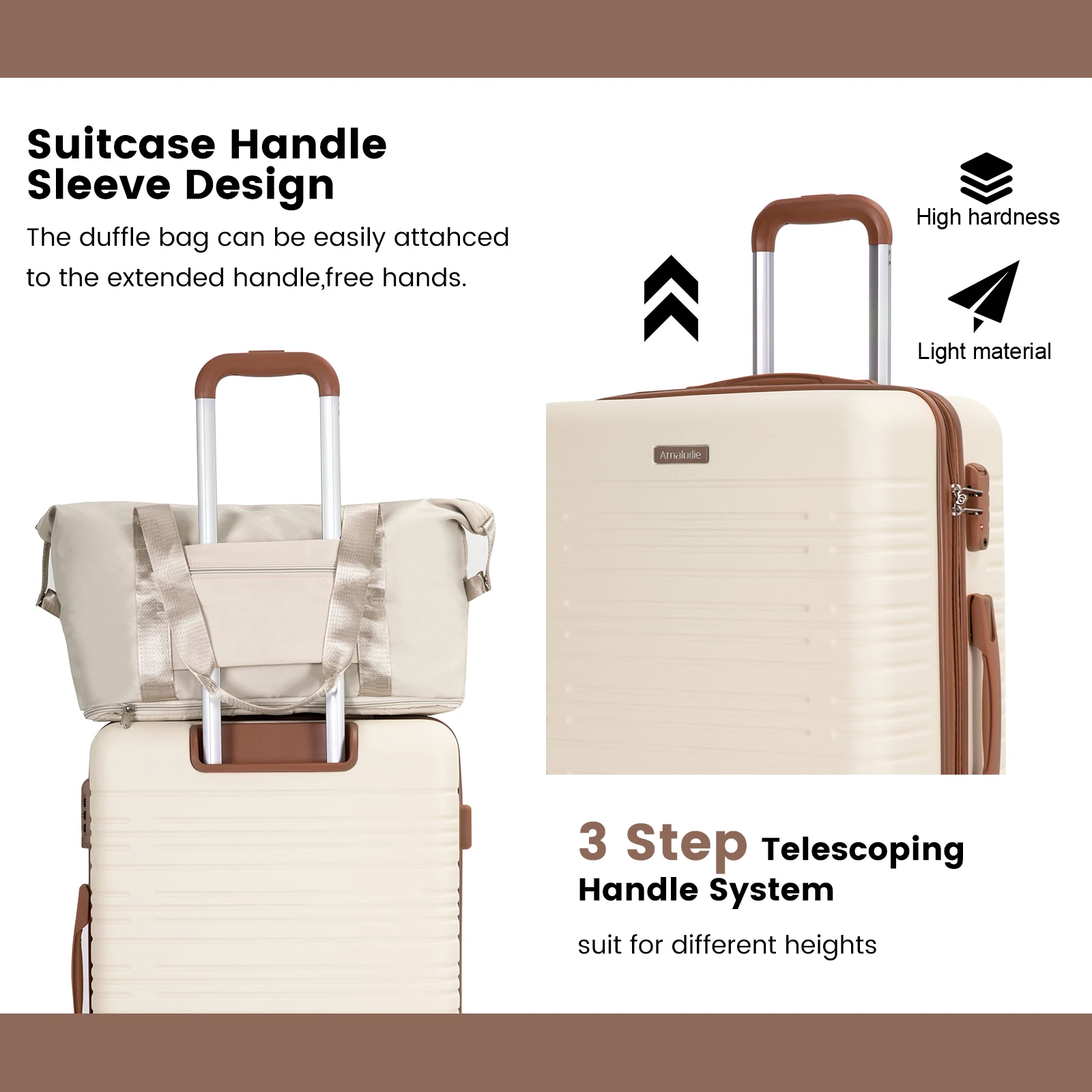 Luggage Sets 3-Piece Suitcases with Double Spinner Wheel,Suitcase Set ABS Hard Case Luggage with TSA Lock 2