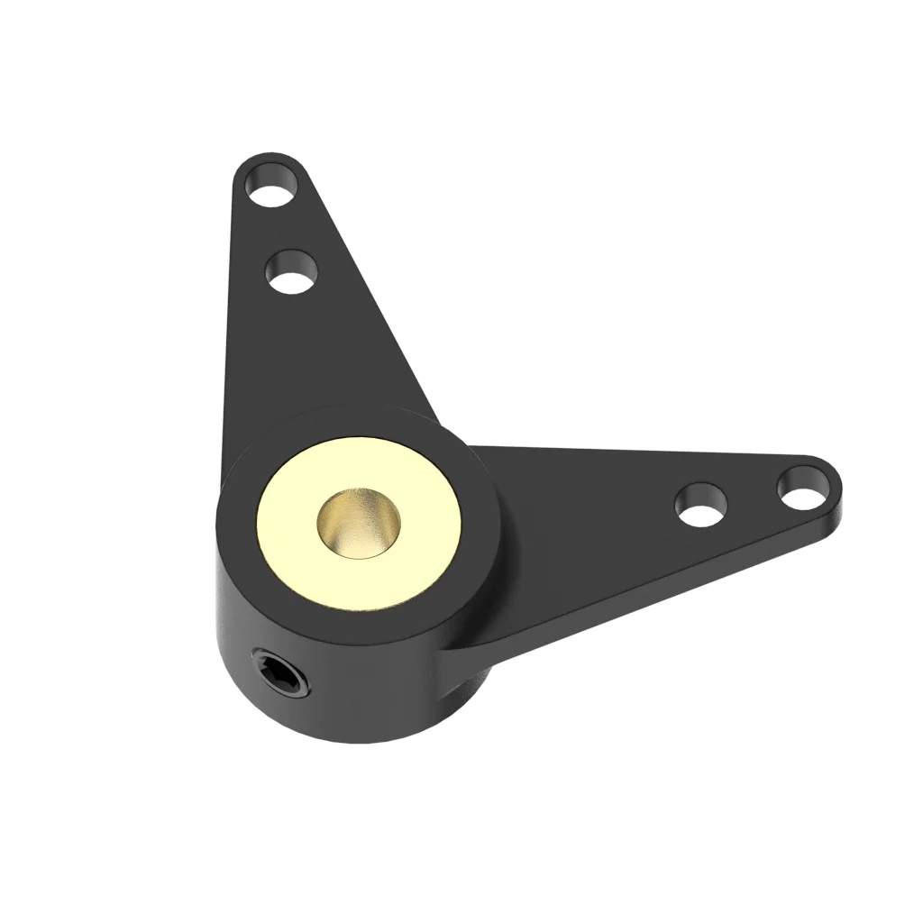 Gros plan sur le bras oscillant en nylon 3mm pour bateau RC, texture lisse visible