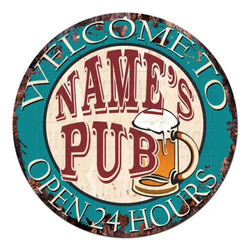 

CP-0112 ANY NAME'S PUB Custom Personalized Tin Chic Sign decor Gift