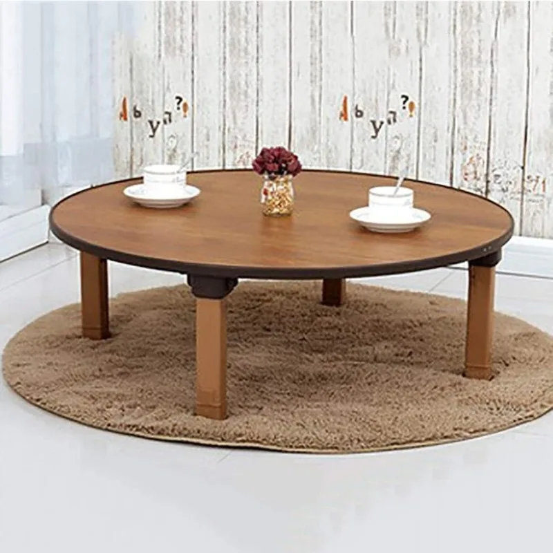 Round Folding Tea Coffee Table, Japanese-Style Low Table, Dining Table,  Small Desk, for Tatami Sitting on The Floor 2