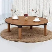 Round Folding Tea Coffee Table, Japanese-Style Low Table, Dining Table,  Small Desk, for Tatami Sitting on The Floor 2