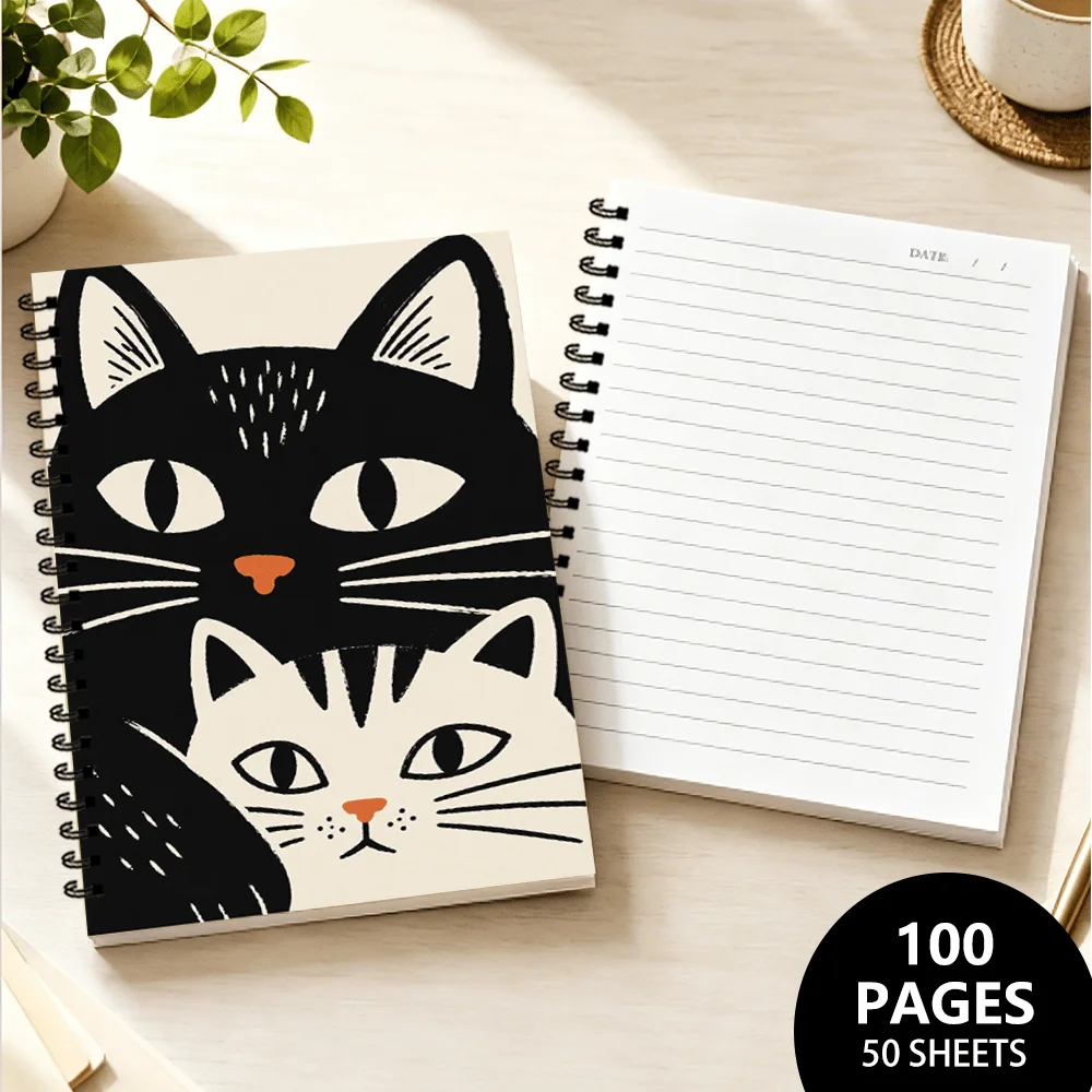 Quaderno a Tema Gatto Bicolore 1 pz, Pagine a Righe Vuote, Regalo Ideale per Prendere Appunti, Ispirante per Tutti, Perfetto per Studenti - immagine 4