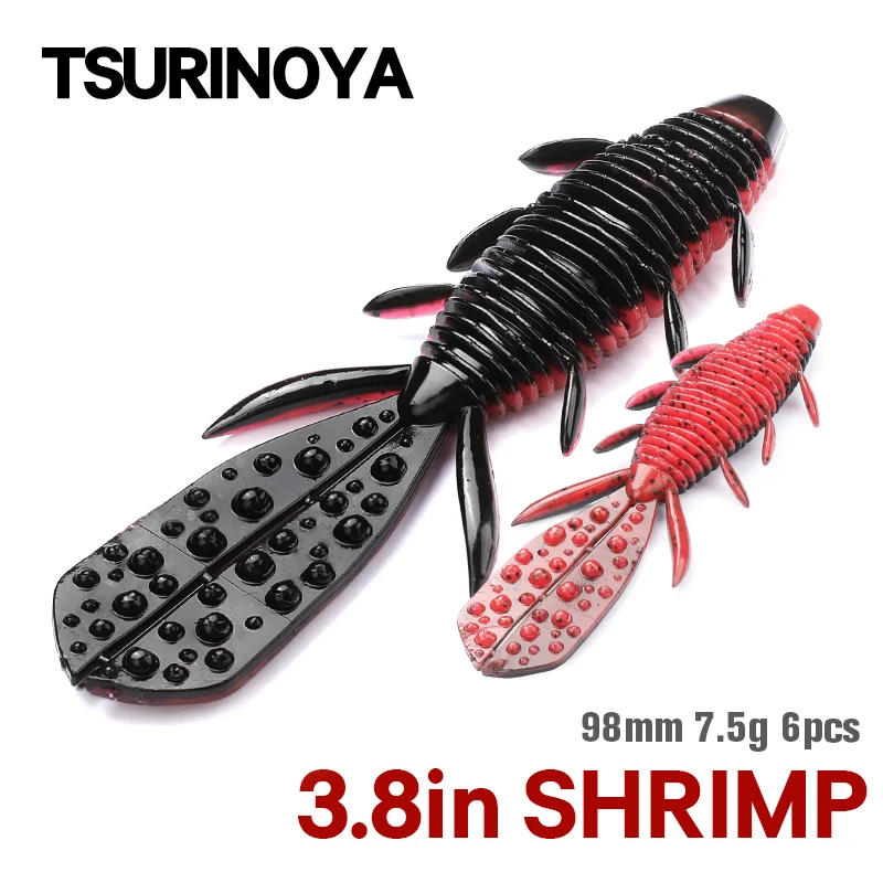 TSURINOYA Shrimp Soft Bait 98mm 7.5g Smell with Salt Silicone