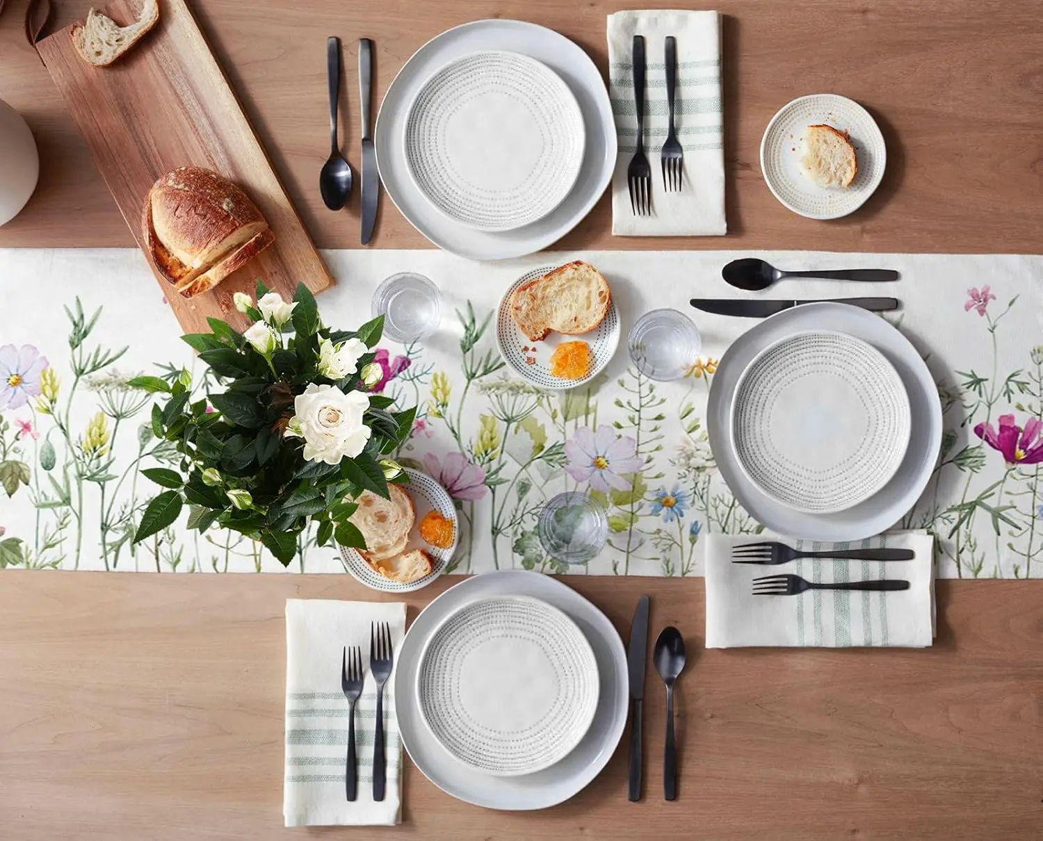 Spring Floral Linen Table Runners Dresser Scarves Table Decor Spring Farmhouse Dining Table Runners Holiday Party Decorations
