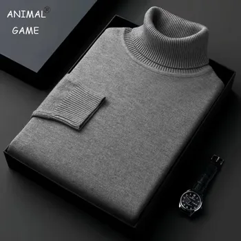Nuovi maglioni lavorati a maglia a maniche lunghe da uomo cappotti dolcevita tinta unita pullover slim fit abbigliamento uomo streetwear leggero 1