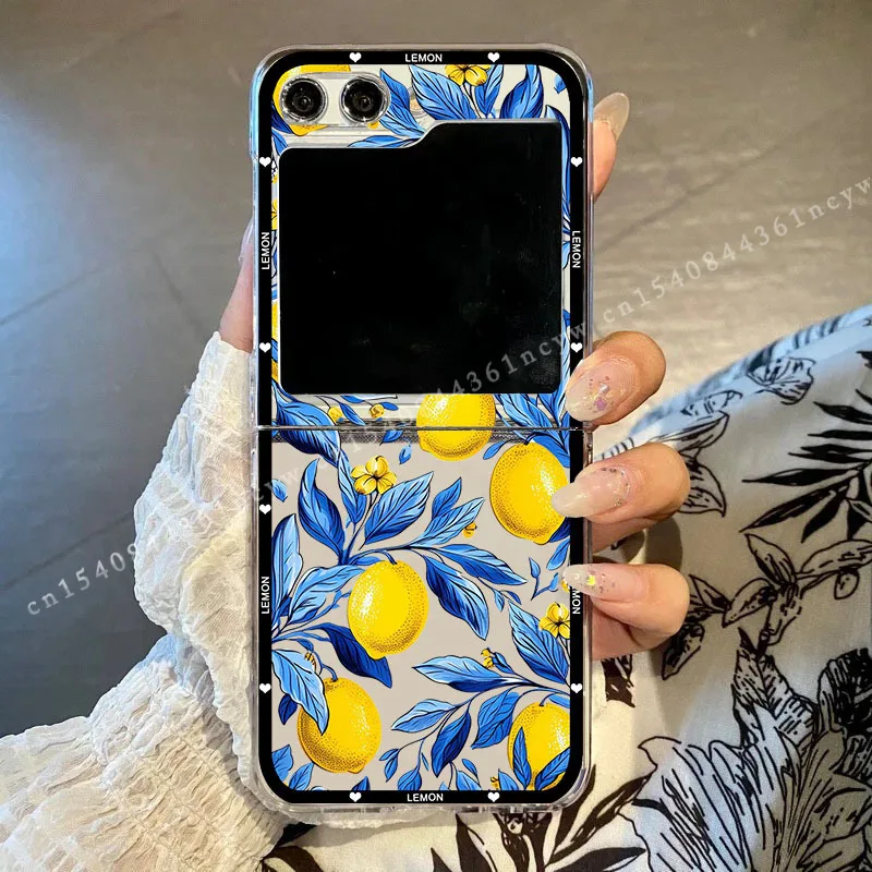 Sunny Lemon Clear Hard Phone Case - Vibrant Summer Fruit Design, Foldable Protective Cover