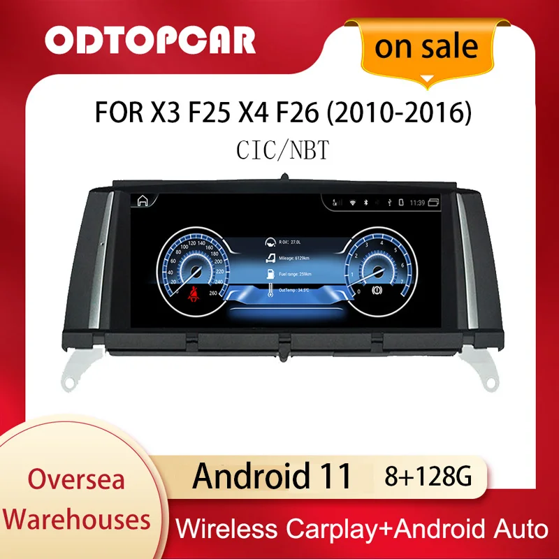 

Odtopcar Car Stereo For BMW X3 F25 X4 F26 CIC/NBT Android 11 GPS Navi Player Auto Carplay Upgrade Touchscreen 4G WIFI Bluetooth