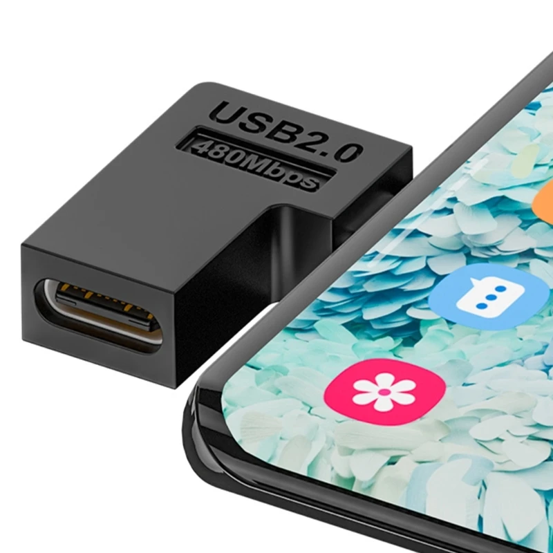Right Angle Micro USB to Type C Adapter for Laptop and PC Chargers