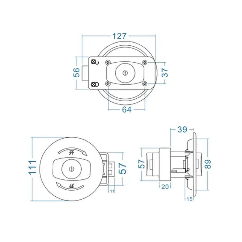 RV Toilet Bathroom Retrofit Circular Door Lock