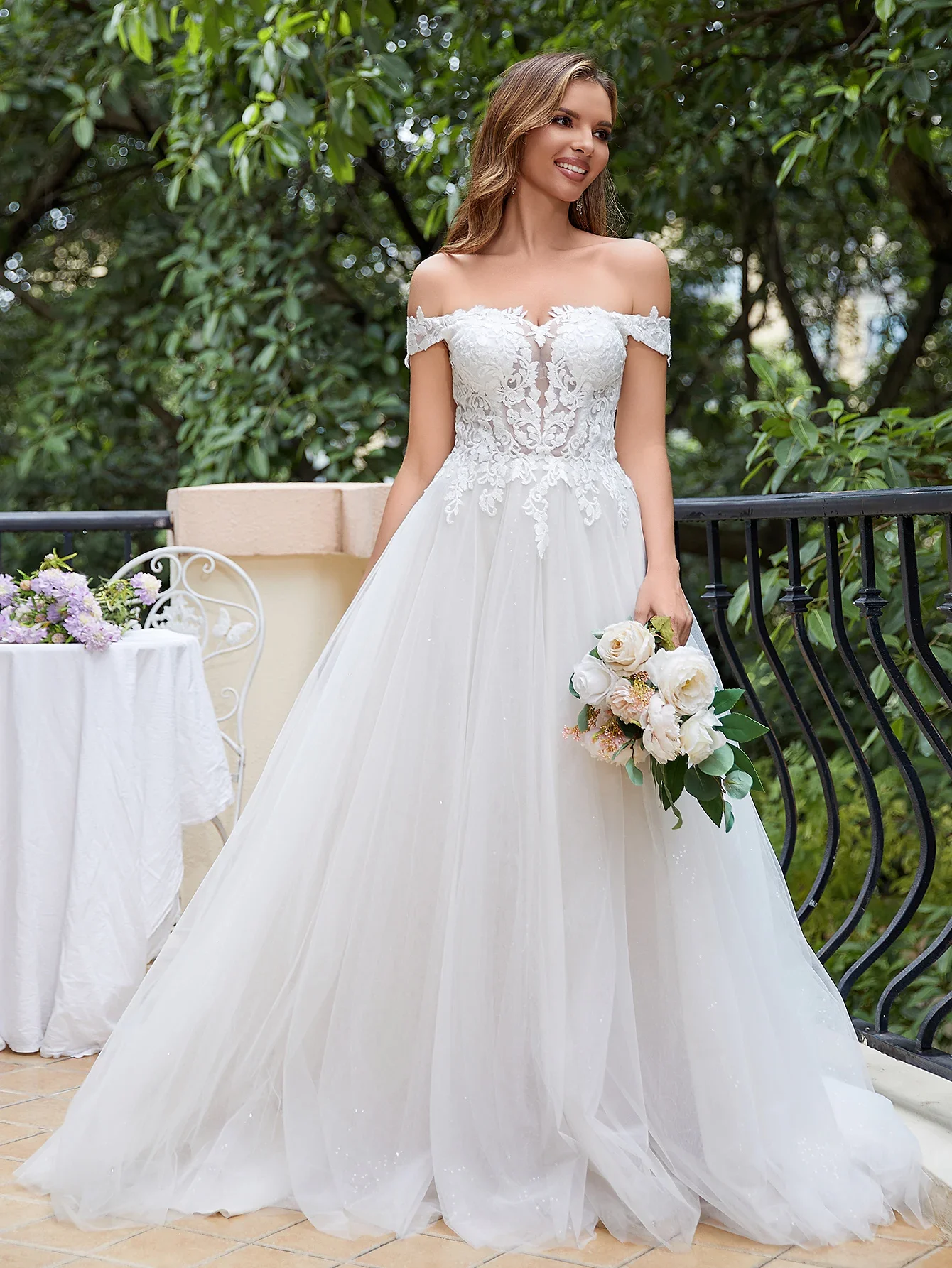 

Flavinke Off The Shoulder Lace Wedding Dresses A Line Backless Tulle Sweetheartr Appliques Bridal Gowns Bridal Party For Women