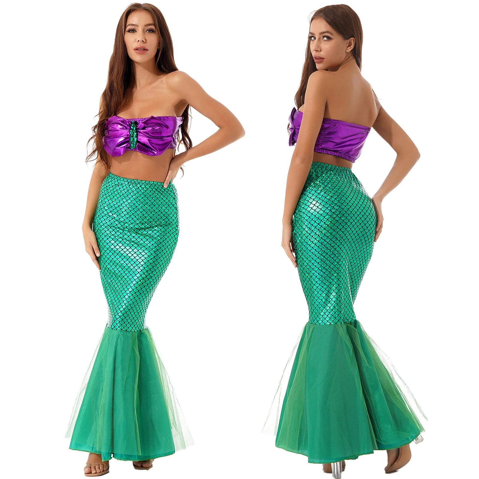 

Halloween Anime Cosplay Fancy Party Costume Adult Mermaid Long Dress Princess Sequined Role-Playing Sexy Evening Dresses Suit