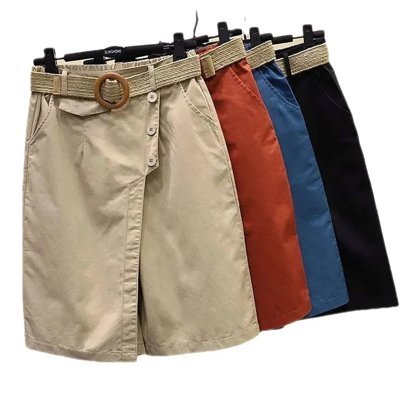 Ins Skirts Pants Women Autumn Solid Asymmetric Trendy Design Simple High Waist Korean Elegant Leisure All-Match Streetwear Chic