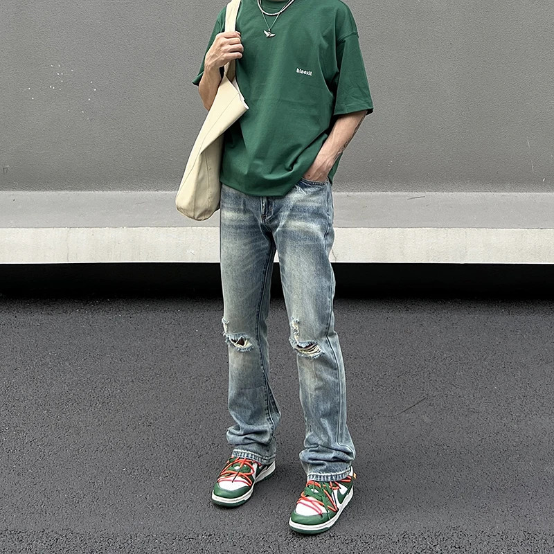 

Best Quality Broken Holes Vintage Jeans Casual Trousers Breathable Pants Streetwear Sweatpants Traf Joggers Men Clothes Clothing