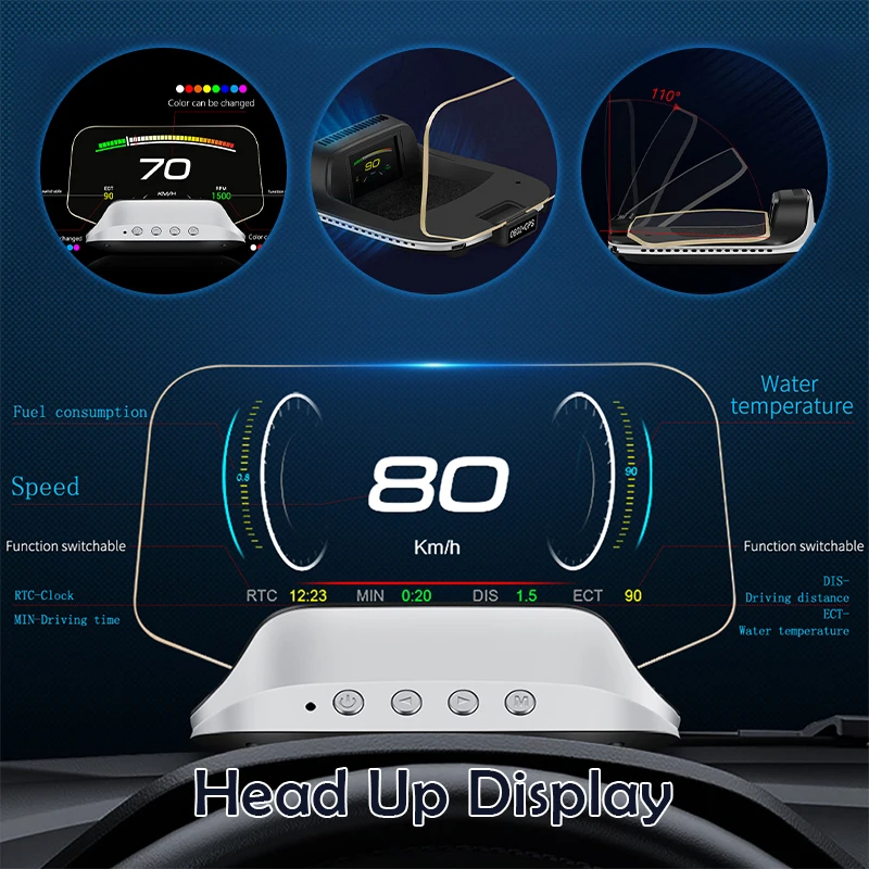 2023 ڵ HUD OBD2   ÷ GPS ׺̼ ,  ˶ ð ĵ  ڵ   Ʈ ׼