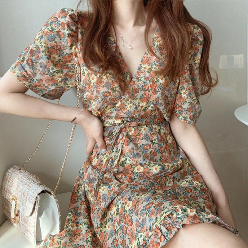 

33331 Women's Floral Bandage Style Short Sleeve Dress