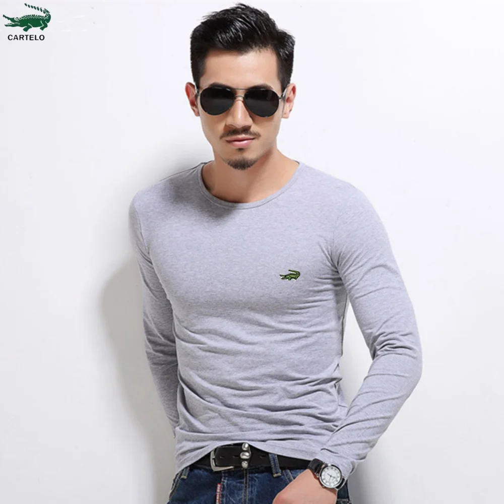 

2023 Spring and Summer New Men's Long sleeved T -shirt Men's Pure Color Slim Long -sleeved Men's Blank T -shirt Wholesale