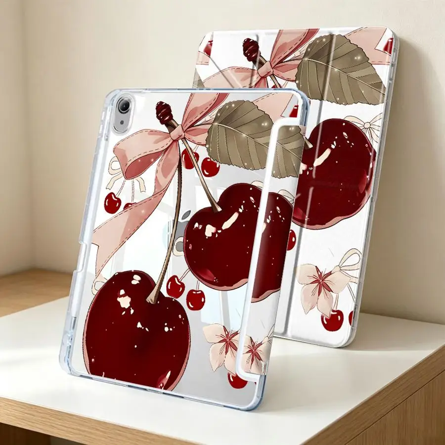 Red Lovely Cherry Tablet Case with Pen Slot Cover