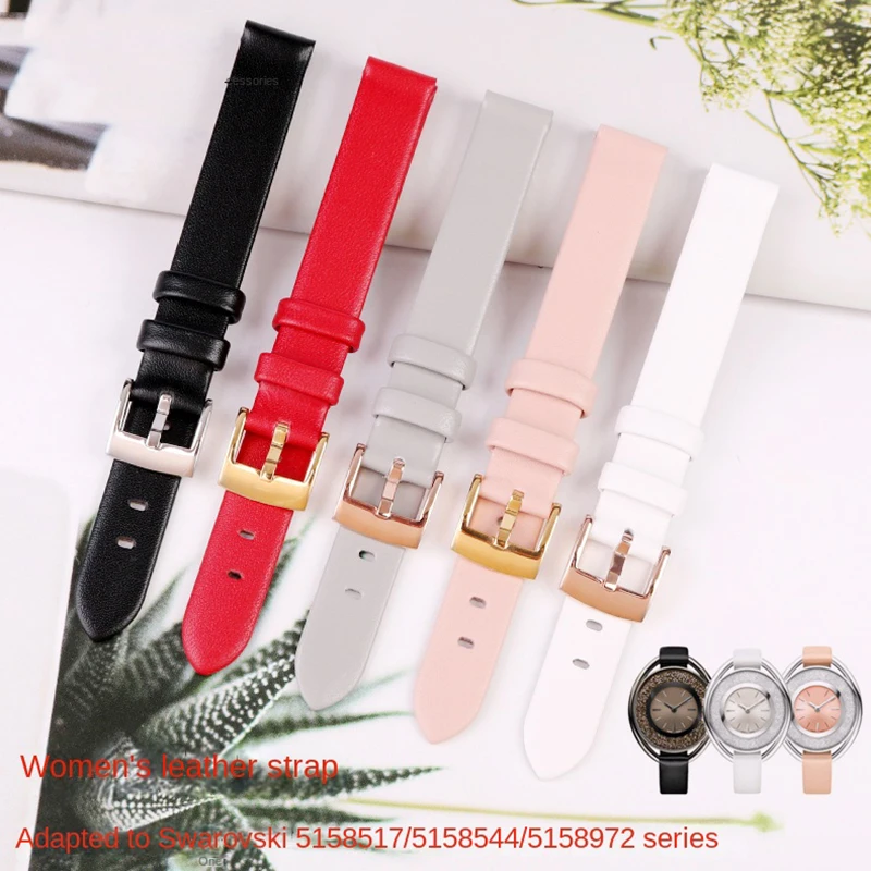 

12mm 14mm Genuine leather Watch strap For Swarovski 5158517/5158544/5158972 Watch Accessories bracelet Small Size Watch band red