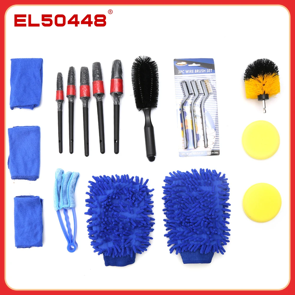 

18pcs/Set Car Cleaning Brush Auto Detailing Crevice Beauty Brush Car Interior Wheels Dashboard Engine Air Vents Cleaning Tools