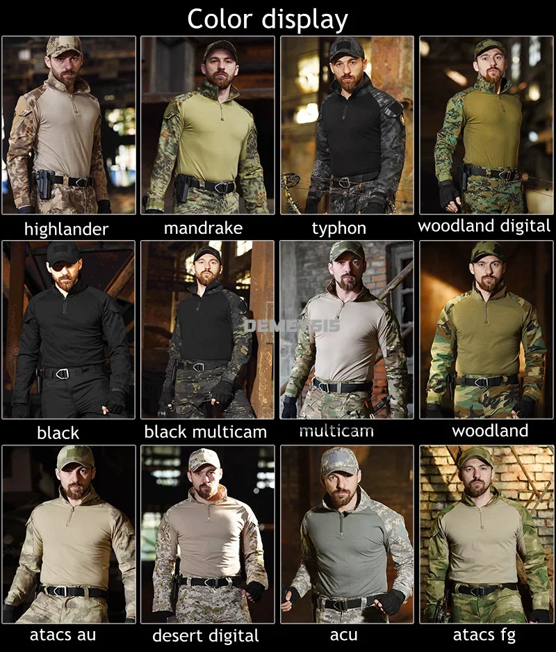 Uniform Men Women Outdoor Airsoft Paintball Clothing Tactical Camouflage Shirts Cargo Pants with Elbow / Knee Pads tactical suit tactical shirt combat uniform