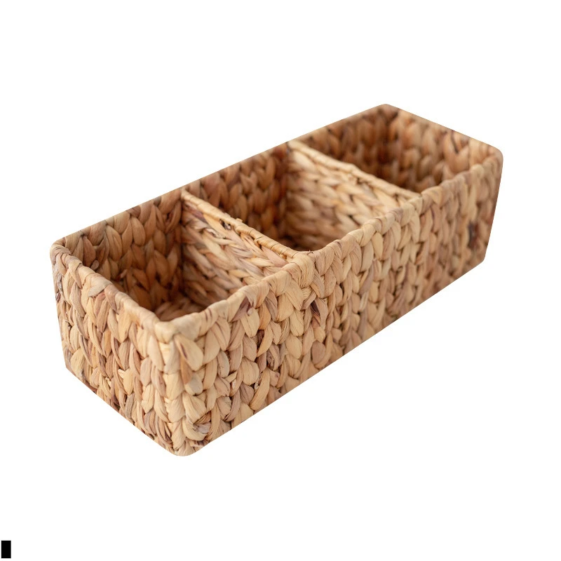 Handmade Woven Three Compartment Storage Basket Desktop Storage Basket Storage Basket Gourd Grass Rattan Woven Storage Basket 6