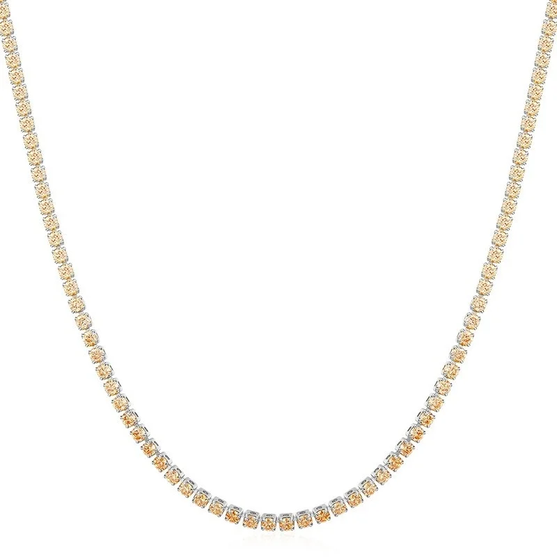 Elegant Yellow Gold Tennis Chain Choker Necklace