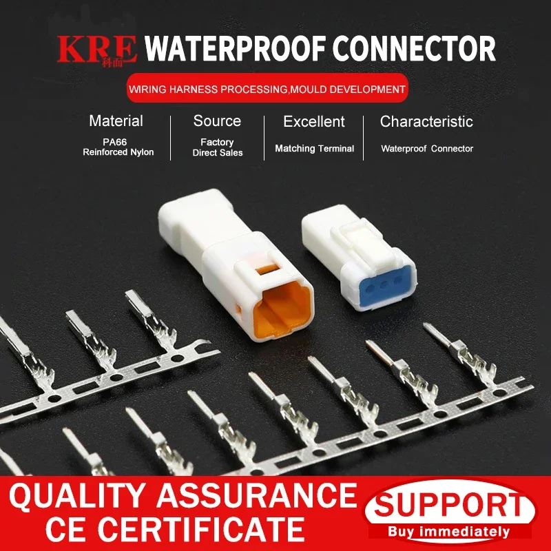 

KRE 5/10/100 Sets Automotive Connectors JST02R-JWPF-VSLE 2/3/4/6/8 Pin Waterproof Male and Female Butt Plugs