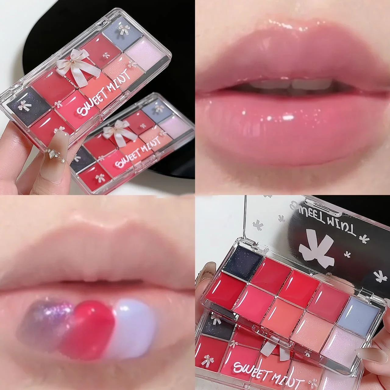 10-Color Lip Jelly Plate Mirror Crystal Lip Gloss Moisturizing Water Glass Red Orange Lip Oil Balm Sexy Plump Makeup Palette 4