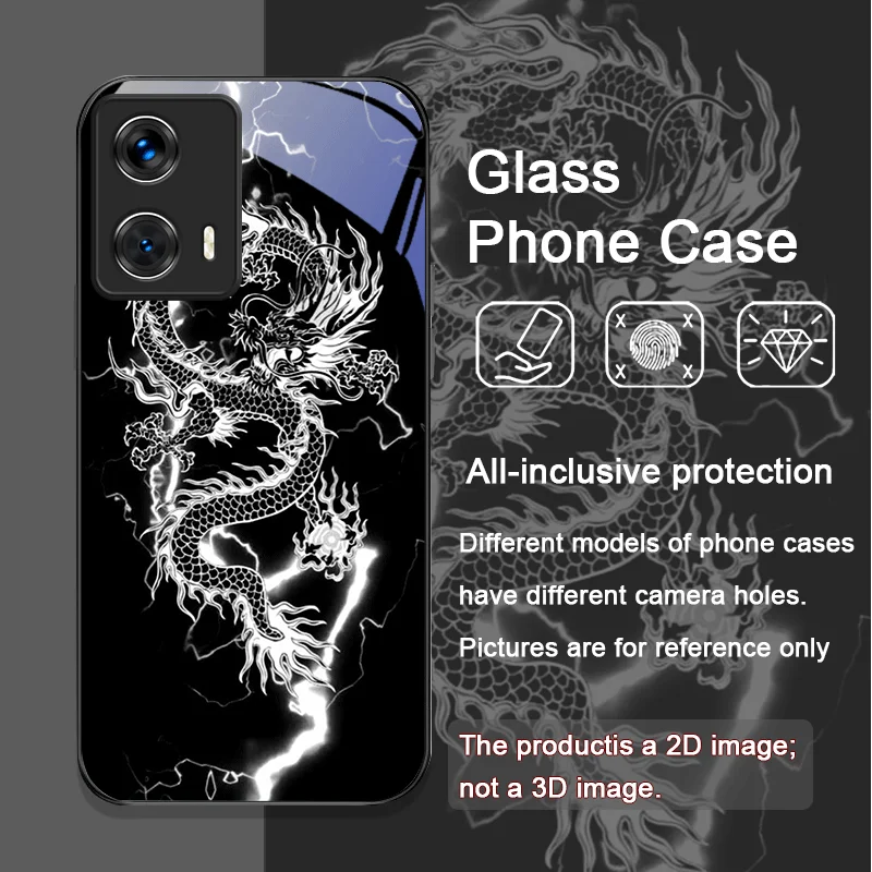 Creative Dragon Pattern Tempered Glass Phone Case - Hard Cover