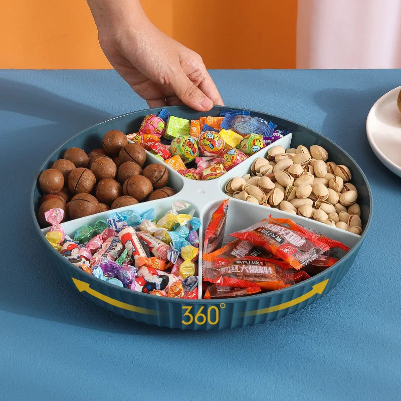 Space-saving Lid Durable Round Snack Candy Tray Desktop Supplies