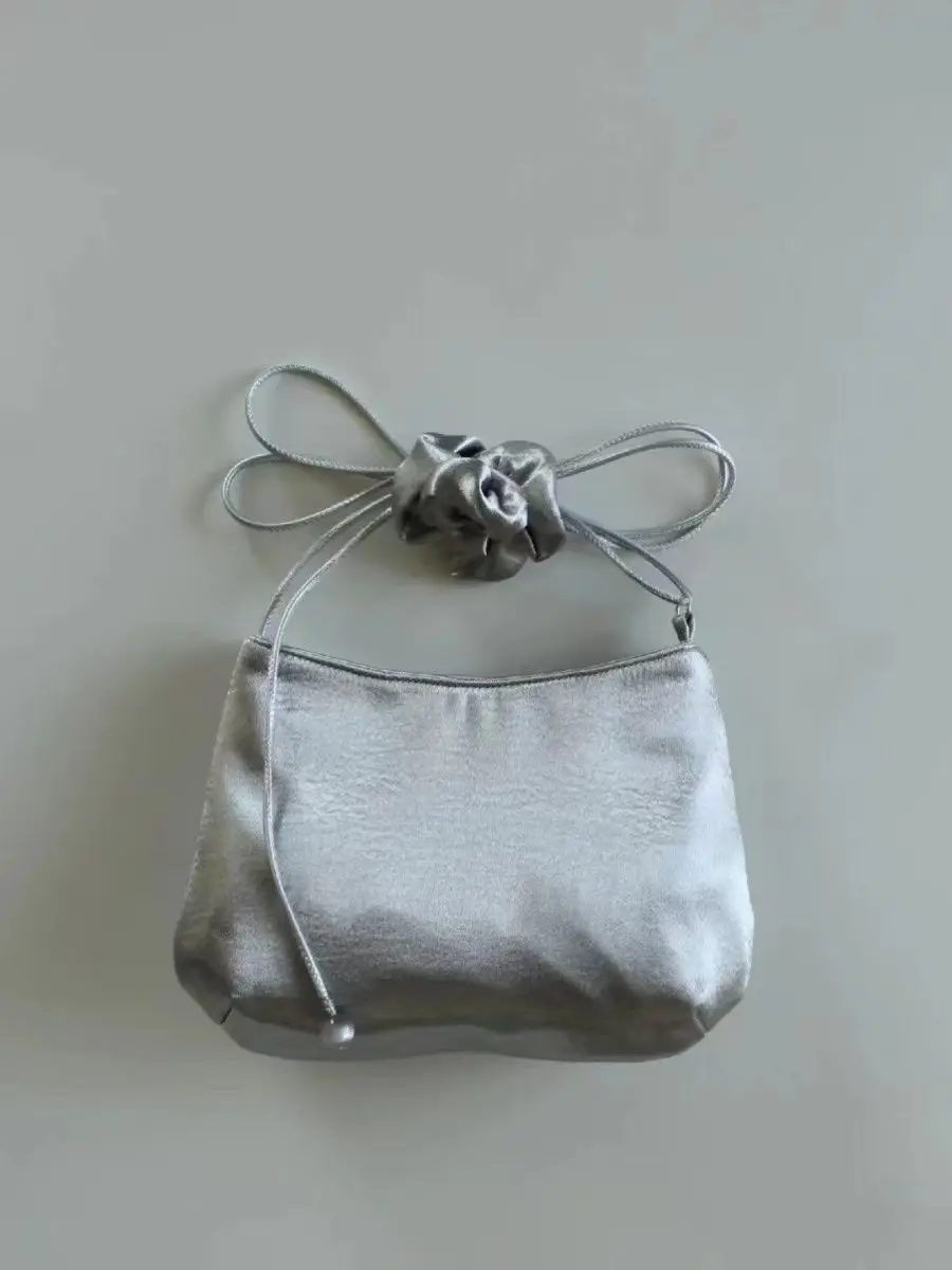 JIAERDI Retro Silver Satin Bucket Bag Purse Women 2024 New Trendy  Shoulder Crossbody Bags Ladies Vintage Hot Girls Mini Bag Y2k