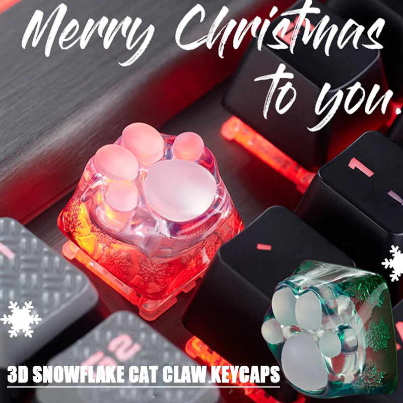 

Snowflake Cat Claw Keycap Resin Silicone Kawaii Clear Button OEM Height ESC for Cross Axis Cherry MX Mechanical Keyboard Keycap