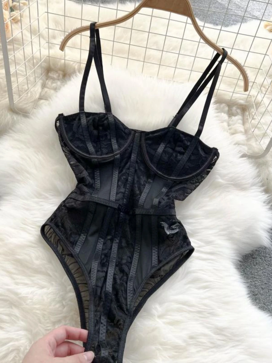 Women's Sexy Backless Slim Fit Skinny Camisole Playsuits 2022 Summer New Fashion All-Matching Lace High Waist Jumpsuit Ladies