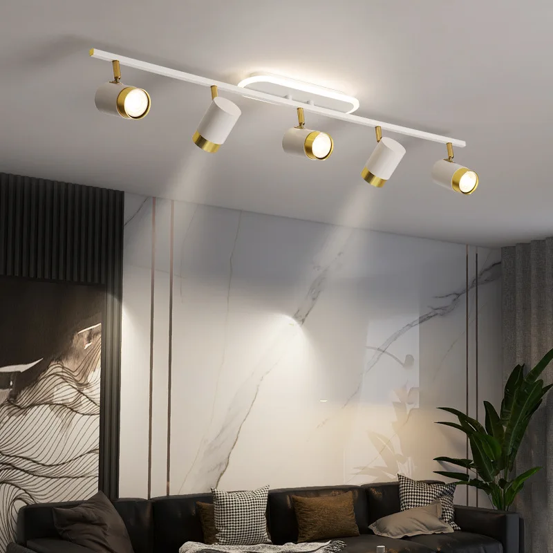 Nordic Strip Led Chandeliers With Spotlights For Living Room Bedroom Balcony corridor Lights Black White Decor Lighting Fixtures led chandelier