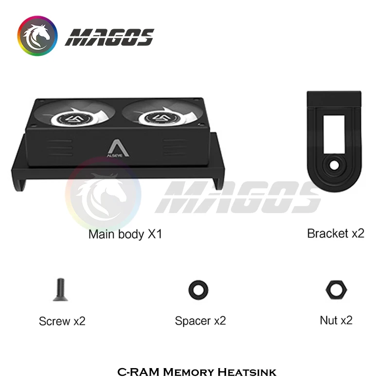 Alseye Ram Refrigerando Radiador com Dual 60 mm Ventilador Suporte Ddr Ddr2 Ddr3 Ddr4 Ddr5 Refrigerador de Memória 12002000rpm - Imagem 5