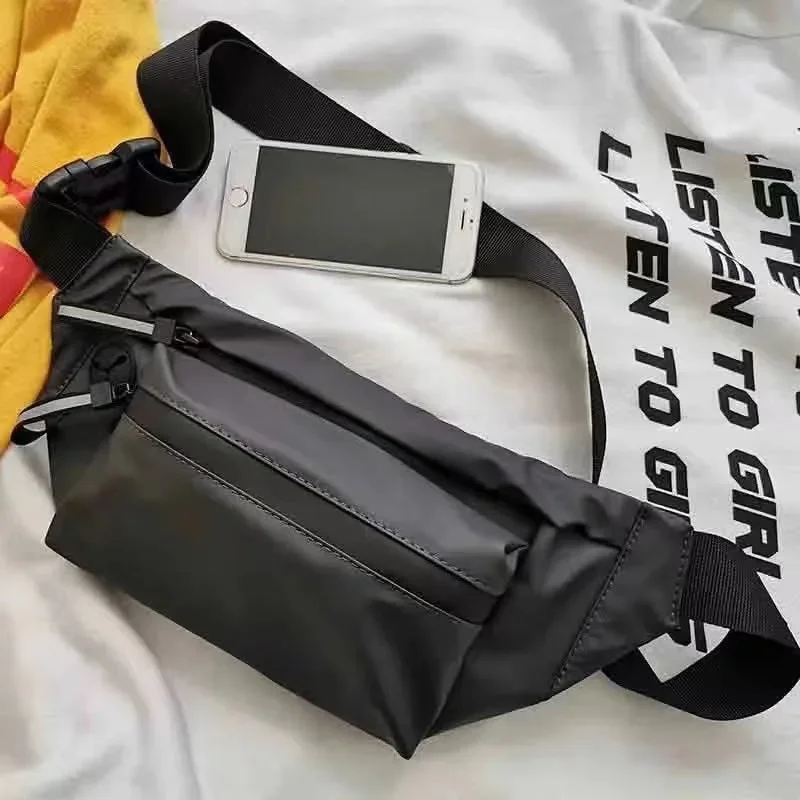 Unisex Black Soft Waist Bags Phone Wallet Organizer Ins Casual