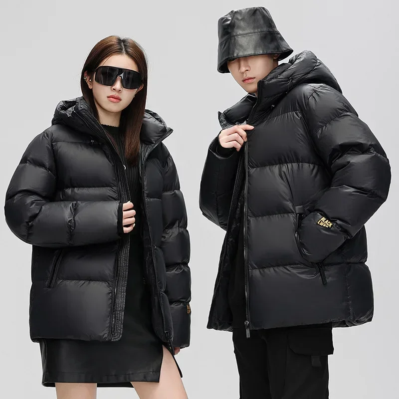 

2023 Black gold and white eiderdown down jacket Winter new windproof, warm and thick short down jacket for men and women couples